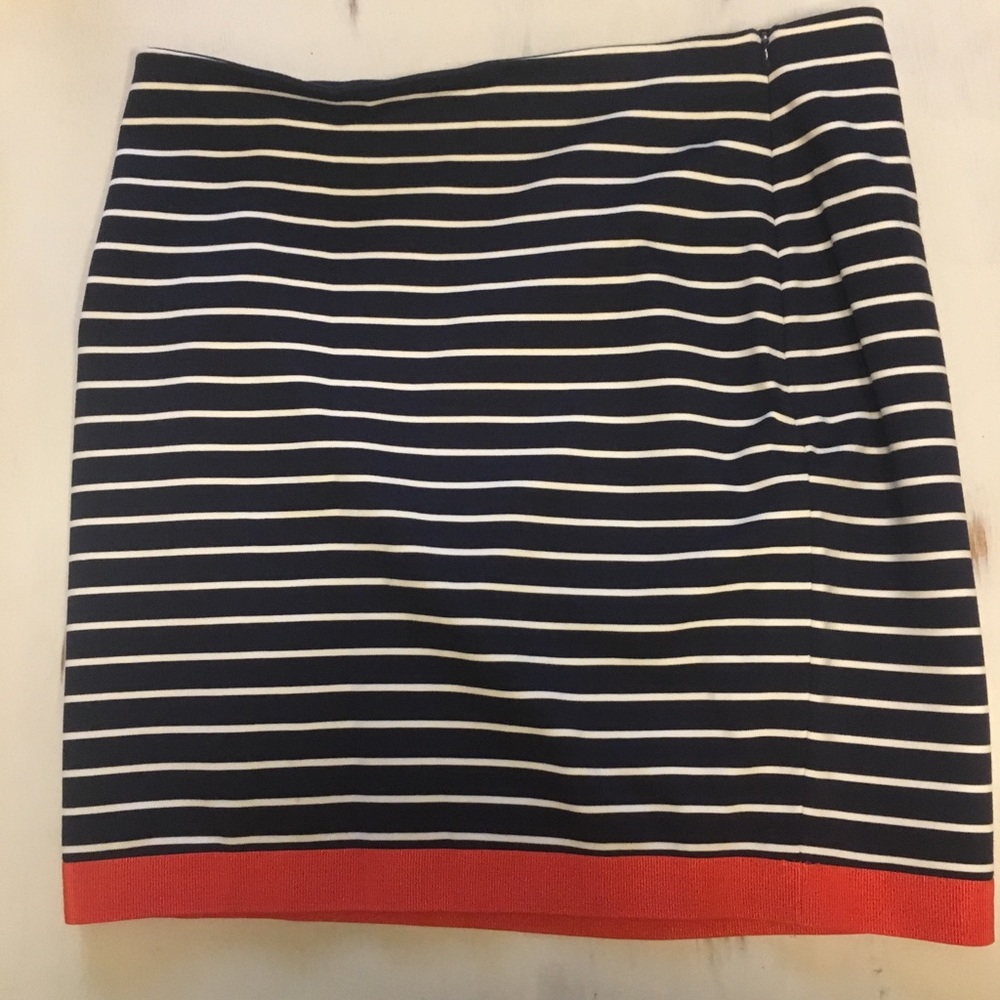Ann Taylor Navy and Orange Striped Skirt